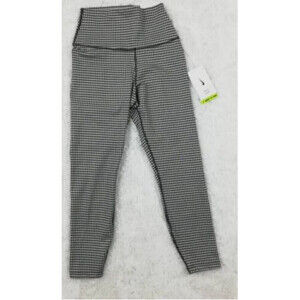 Nike NWT Womens Leggings Pants Black White Check Mid Rise Dri-Fit Stretc…